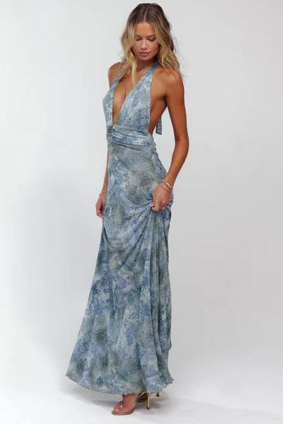 Vestido largo con estampado de lunares Camoni