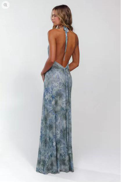 Vestido largo con estampado de lunares Camoni