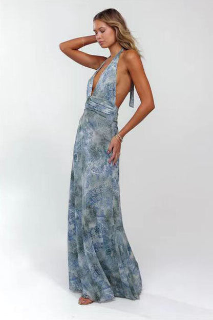 Vestido largo con estampado de lunares Camoni