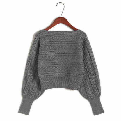 Women's Loose Off Shoulder Sweater Batwing Shirt Short Sweater