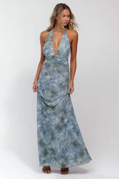 Vestido largo con estampado de lunares Camoni