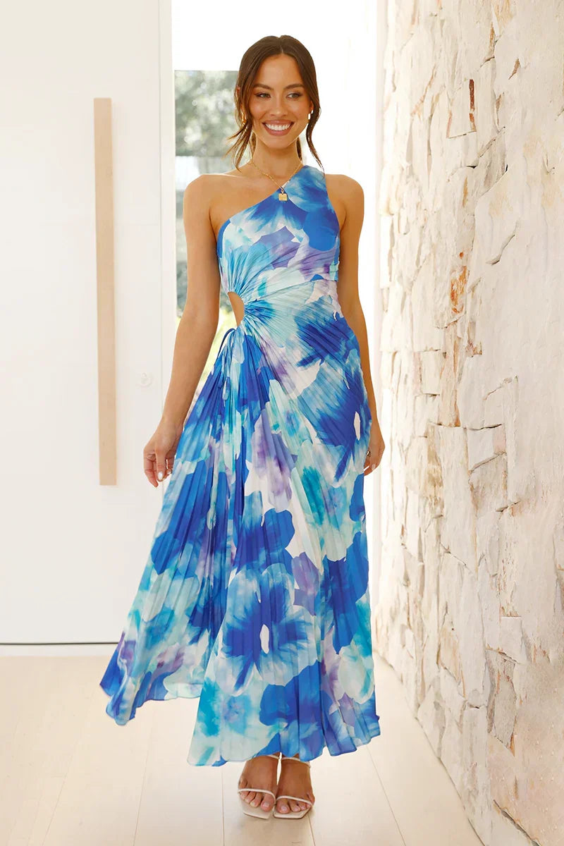 Laken Maxikleid – Blau geblümt