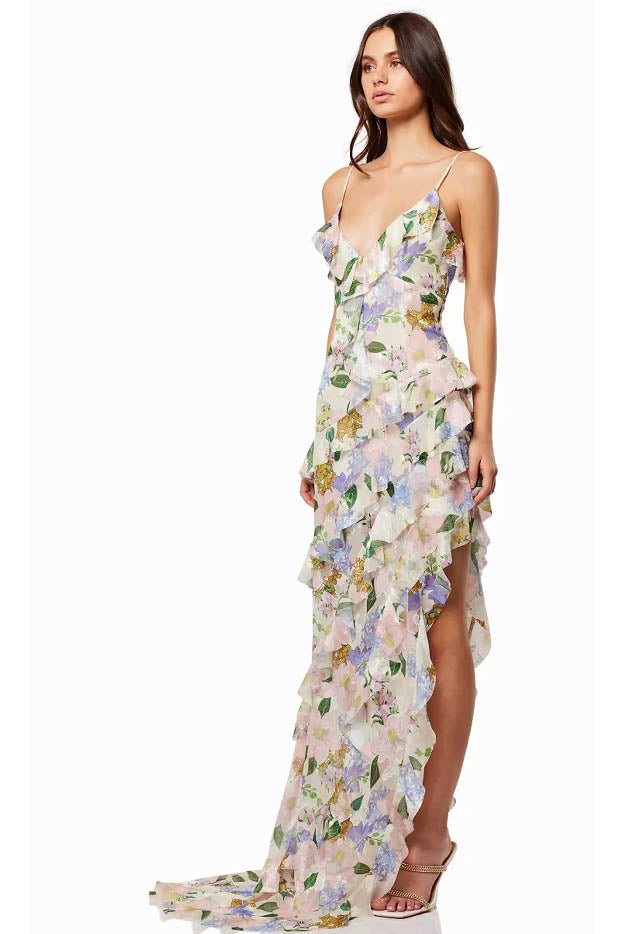 Vestido de organza con hombros descubiertos para primavera y verano