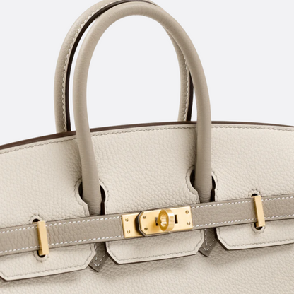 HMÈ Birkin 25 HSS-taske i Chalk / Dove Grey Togo-læder