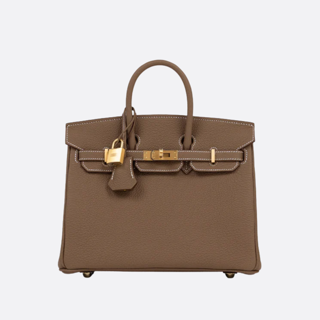 HMÈ Birkin 25 HSS-taske i Chalk / Dove Grey Togo-læder