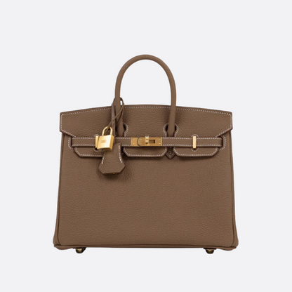 HMÈ Birkin 25 HSS-taske i Chalk / Dove Grey Togo-læder