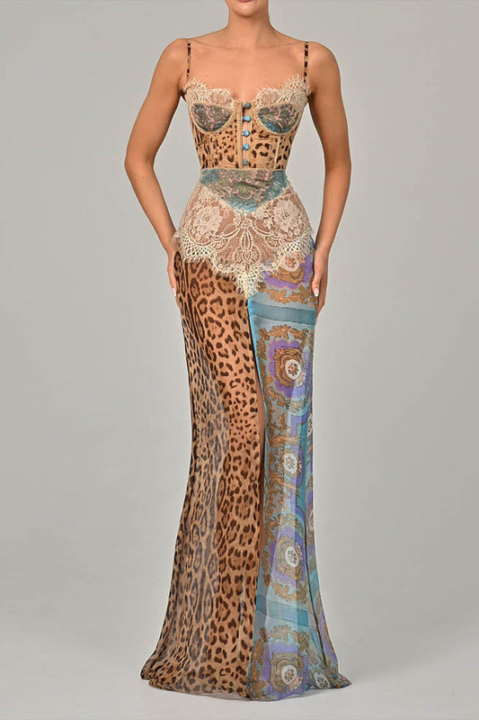 Whispers of the Wild – Maxikleid mit Taillenbindung