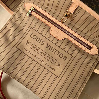 Bolso tote LV Neverfull MM al revés marrón