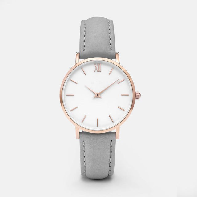 Fashion Women’s Leather Quartz Watch – Ellipse Dial
