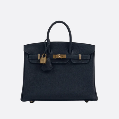HMÈ Birkin 25 HSS-taske i Chalk / Dove Grey Togo-læder