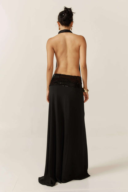 Adele Halter Black Gown