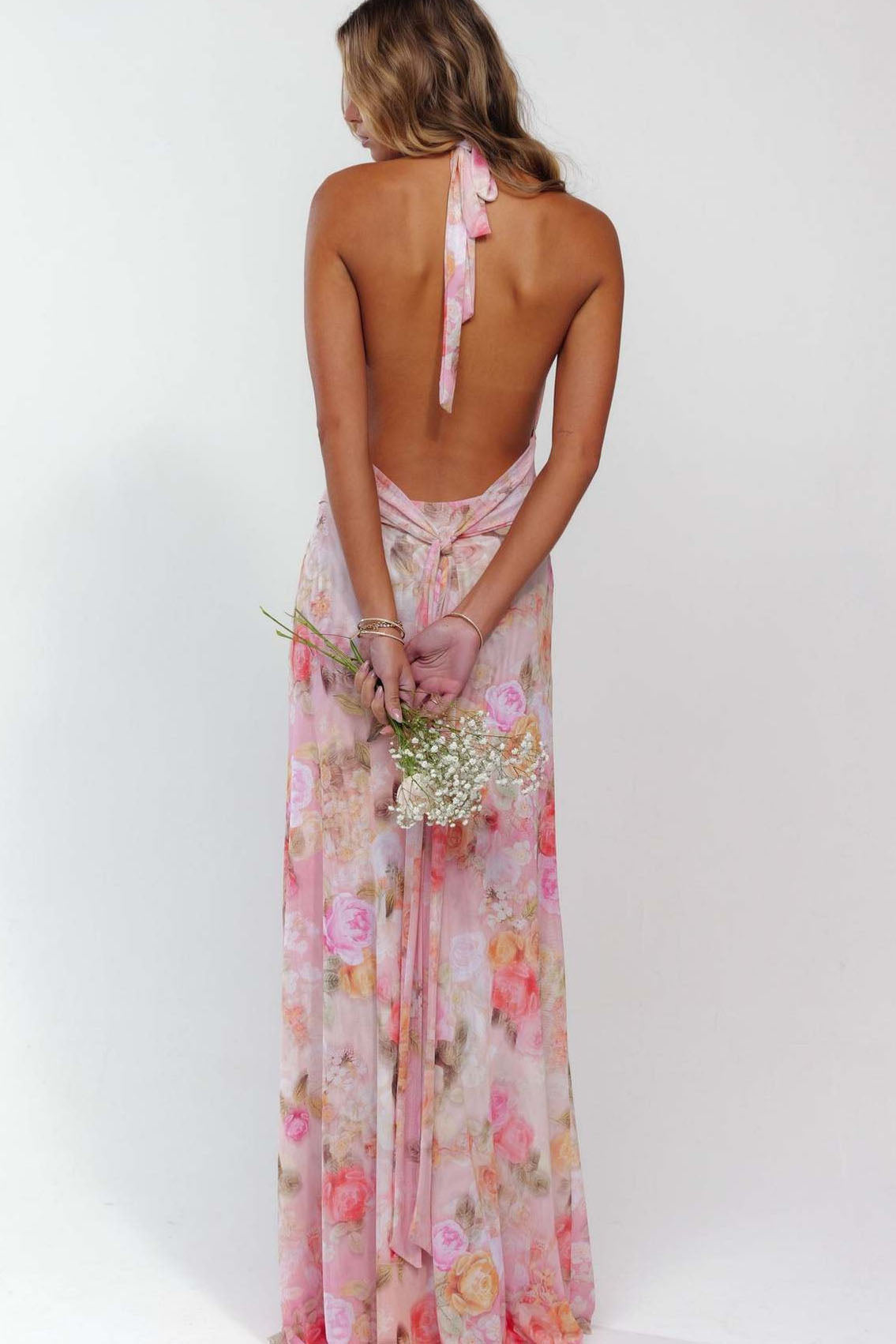 Vestido largo con estampado de lunares Camoni