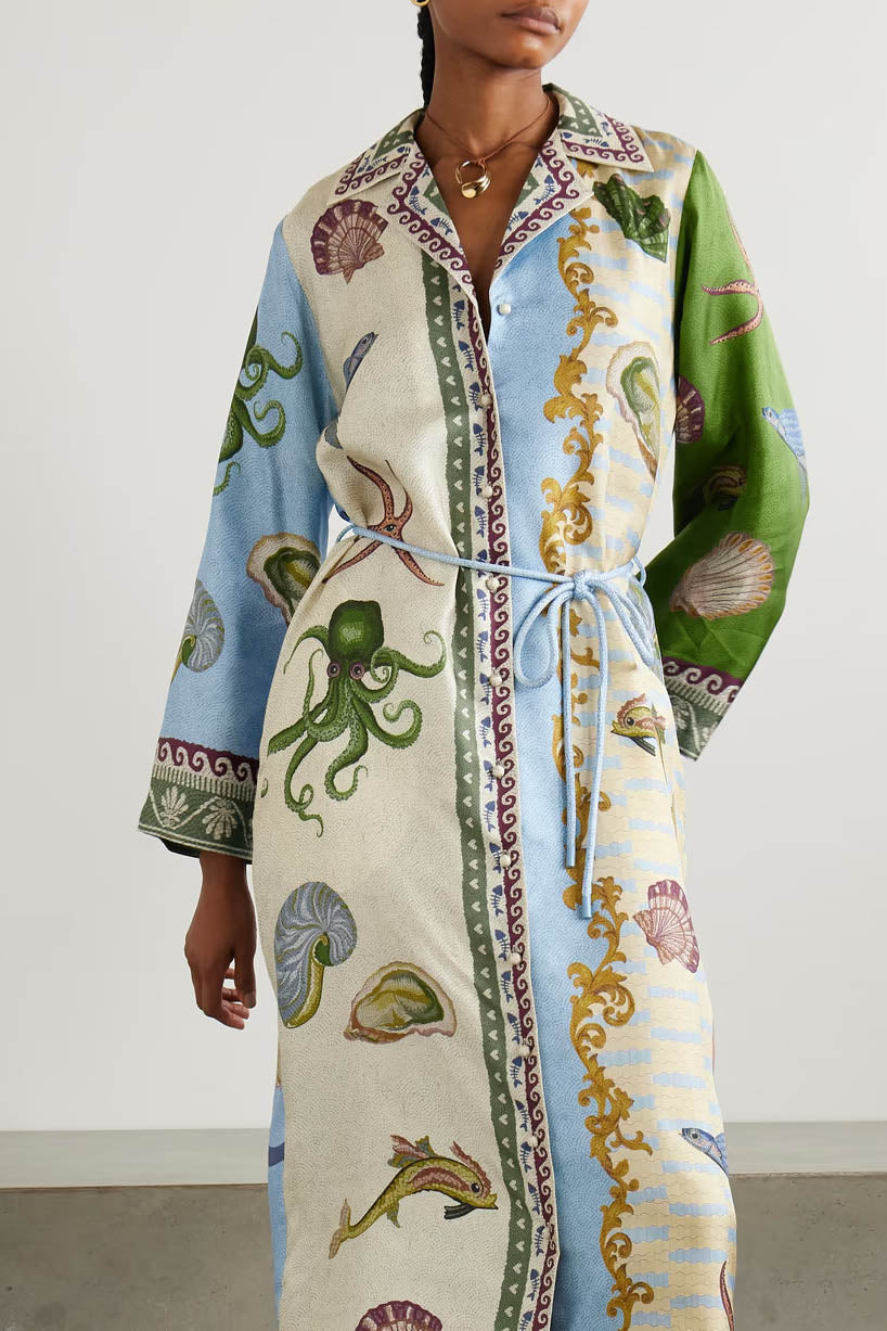 Kimono de algodón y lino Breezy Grove