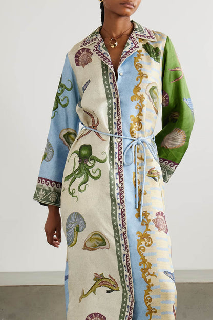 Kimono de algodón y lino Breezy Grove