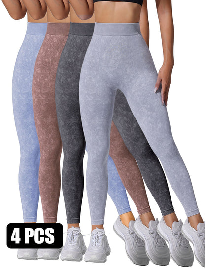 4PACK Sand-washed Seamless Yoga Pants