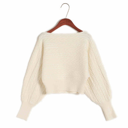 Women's Loose Off Shoulder Sweater Batwing Shirt Short Sweater