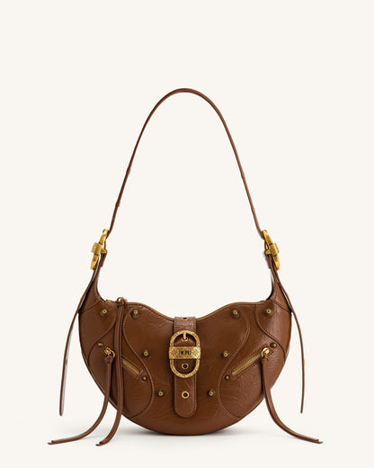 Tessa Crushed Shoulder Bag - Brown
