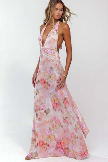 Vestido largo con estampado de lunares Camoni