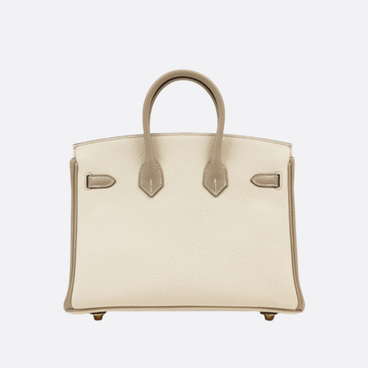 HMÈ Birkin 25 HSS-taske i Chalk / Dove Grey Togo-læder