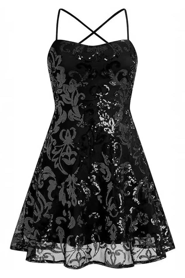 Ärmelloses Minikleid mit Paillettenträgern