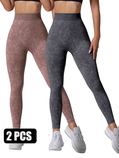 2PACK Sand-washed Seamless Yoga Pants