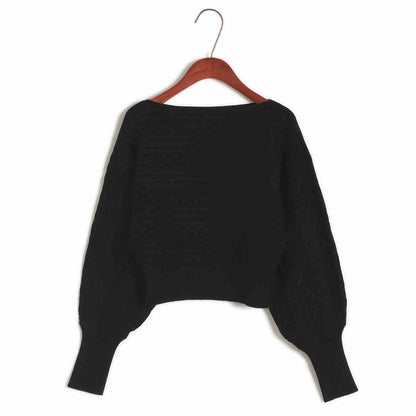 Women's Loose Off Shoulder Sweater Batwing Shirt Short Sweater