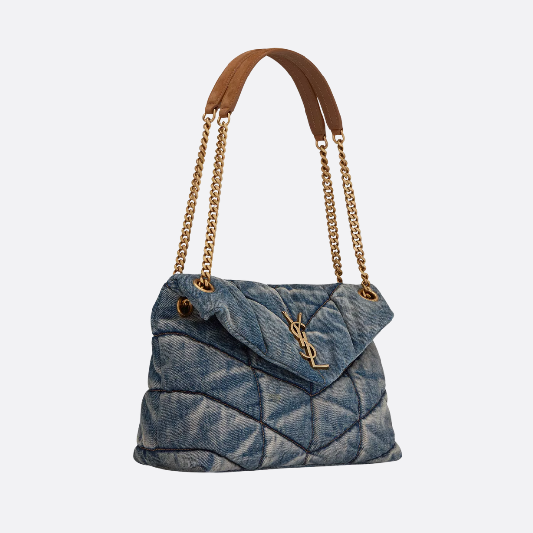 SL Loulou Puffer Bag Made Of Quilted Vintage Denim
