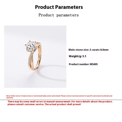 Affordable Luxury Style Champagne Gold Ring Personality Micro-inlaid Twisted Arm Six-claw