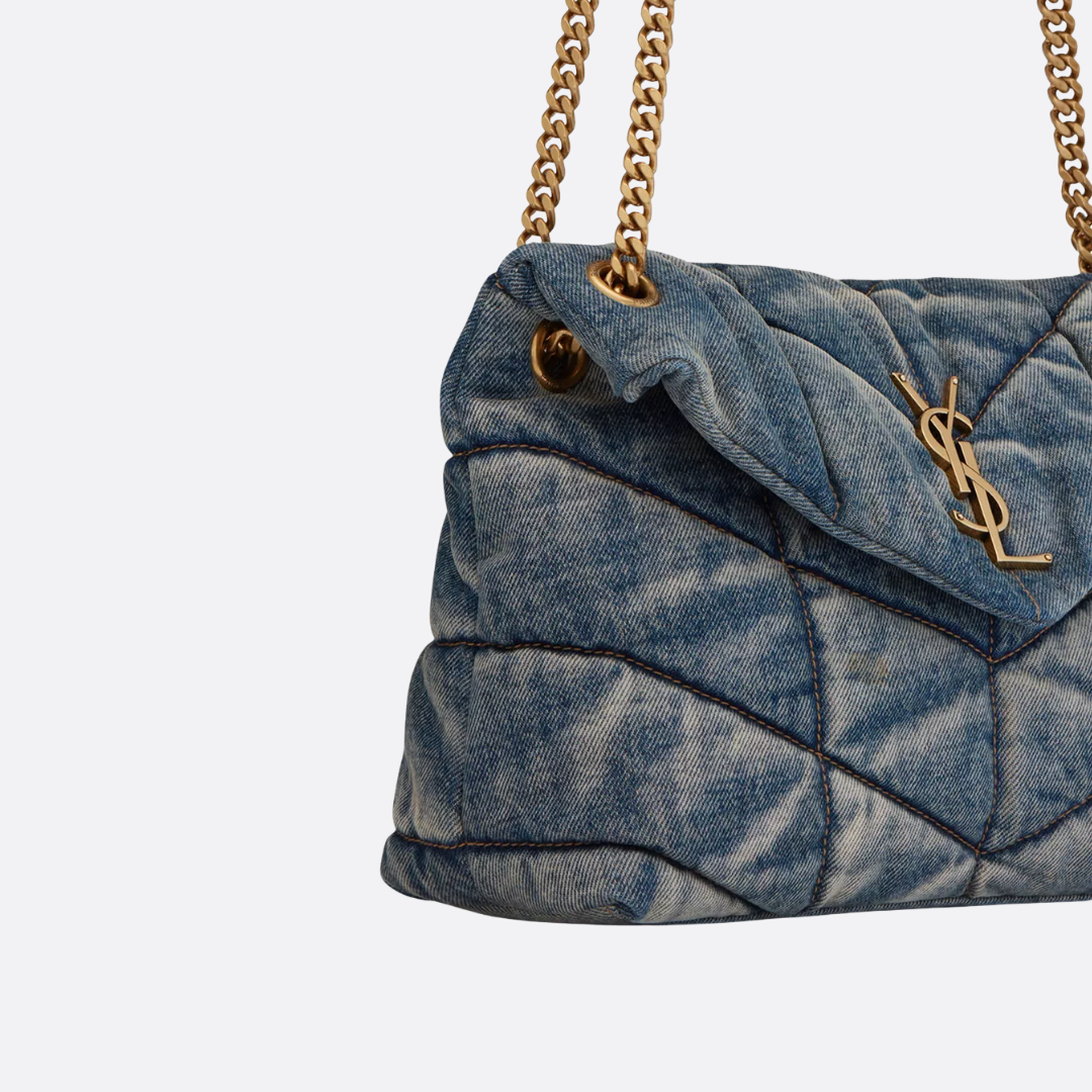 SL Loulou Puffer Bag Made Of Quilted Vintage Denim