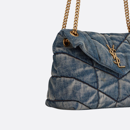 SL Loulou Puffer Bag Made Of Quilted Vintage Denim