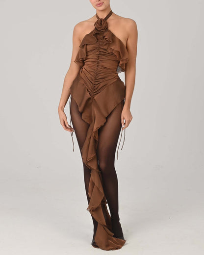 Minivestido tailandés chic con diseño de rosas susurrantes