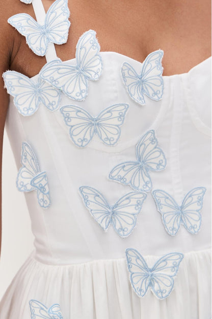 Vestido midi de popelina con mariposas