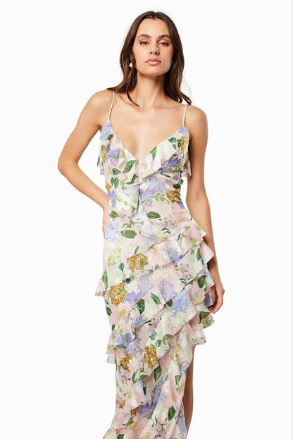 Vestido de organza con hombros descubiertos para primavera y verano