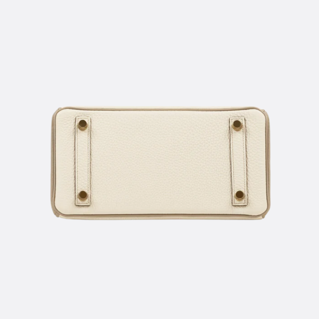 HMÈ Birkin 25 HSS-taske i Chalk / Dove Grey Togo-læder