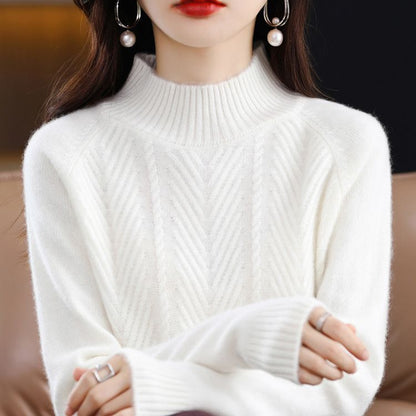 Suéter holgado y grueso de cuello alto para mujer