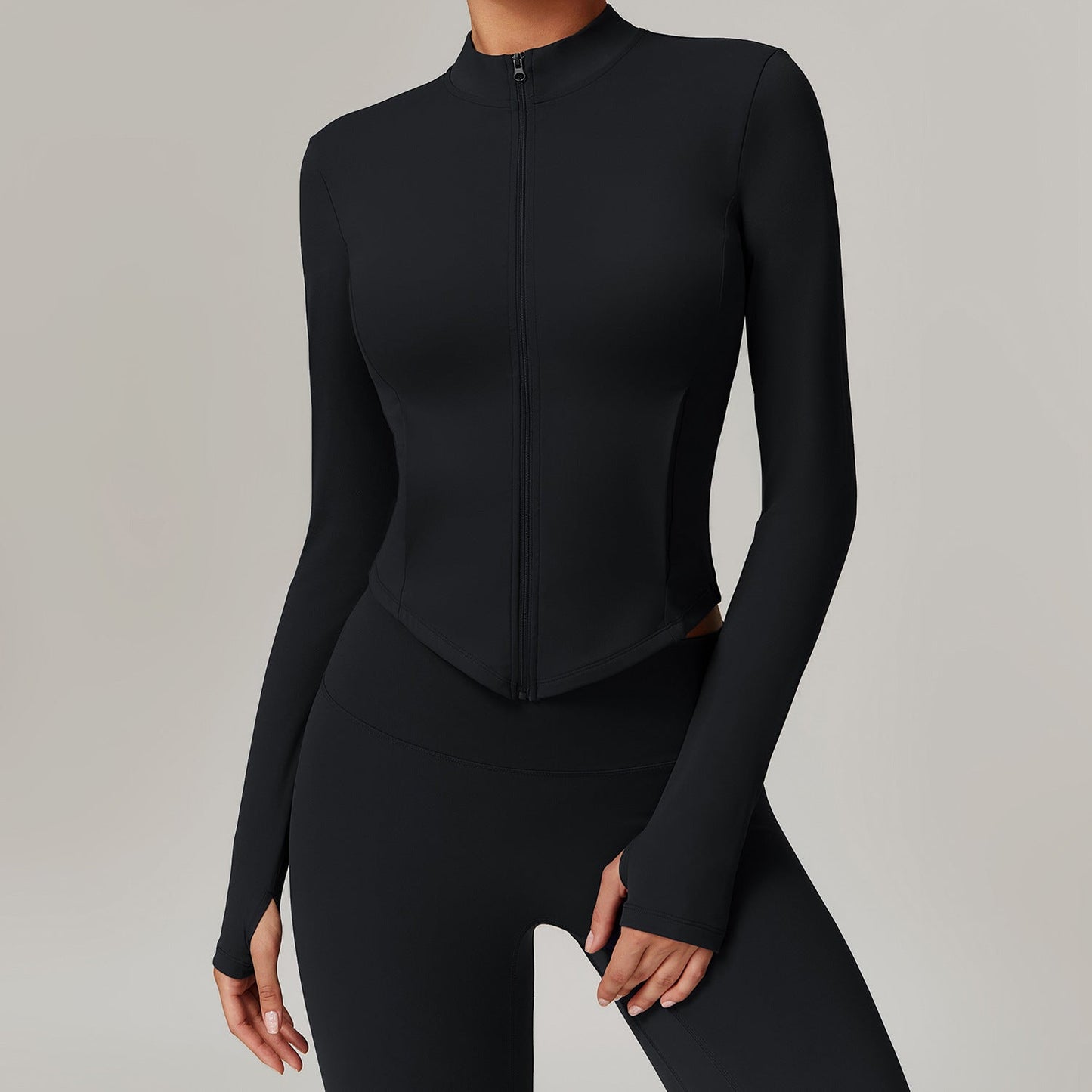 Abrigo acolchado de polar con cuello alto para yoga para mujer