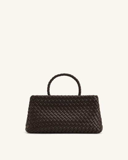 Elora Woven Tote Bag - Dark Brown