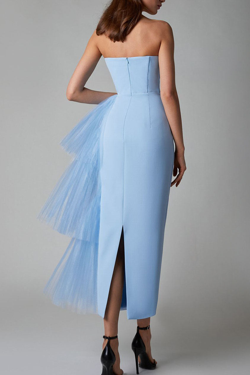 Niche – Französisches, figurbetontes, trägerloses Maxi-Abendkleid