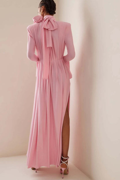 Vestido largo vintage de lujo con escote halter, corte en V profundo y estampado floral 3D