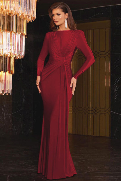 Vestido largo de noche con cuello redondo de inspiración europea