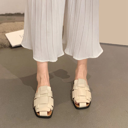 Sandalias y pantuflas Baotou Drag para mujer, de estilo retro, con suela suave y antideslizantes, a la moda.