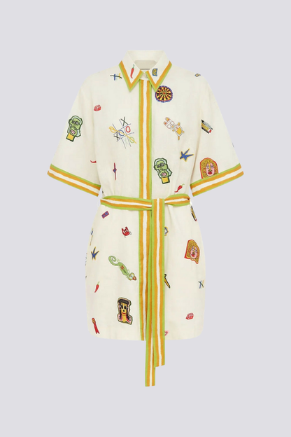 Vestido mini bordado de manga corta Aurelie