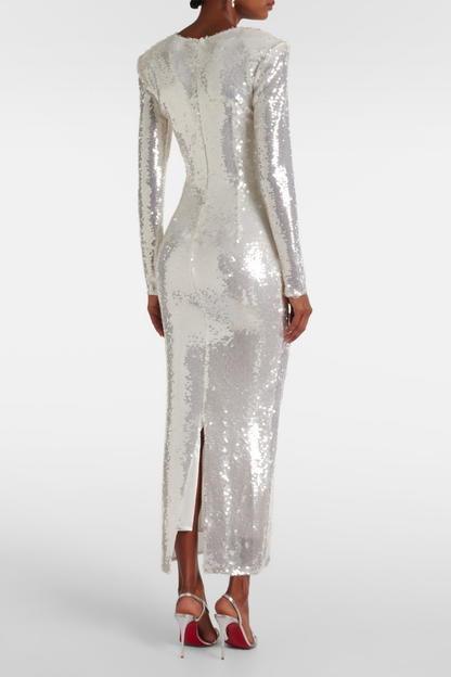 Vestido largo con recortes de lentejuelas Bellamy