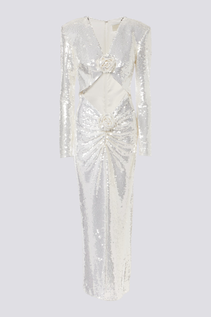 Vestido largo con recortes de lentejuelas Bellamy