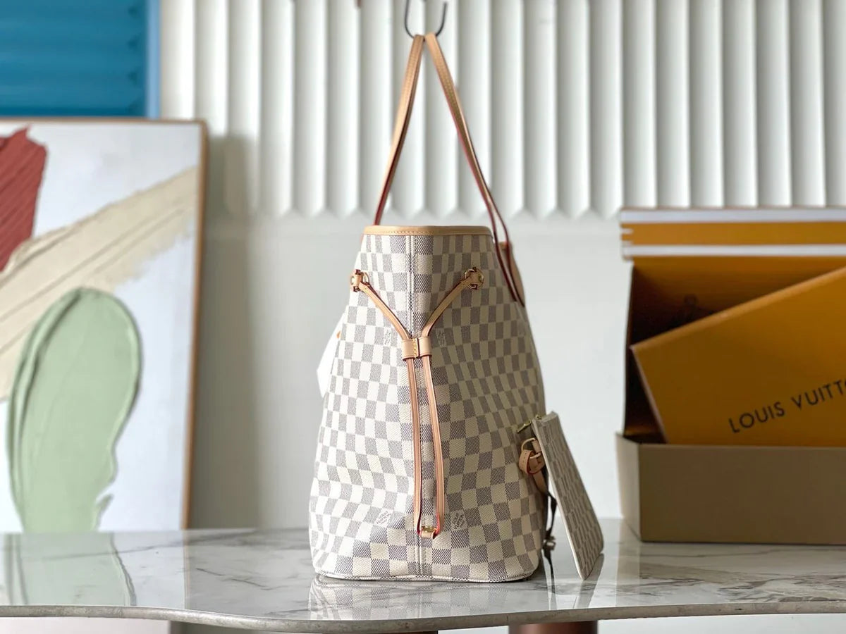 Bolso tote LV Neverfull MM al revés blanco