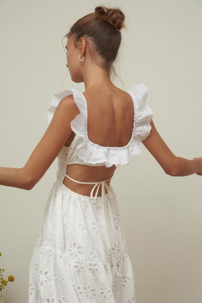 Charline – Rückenfreies Maxikleid mit Schlitz und quadratischem Ausschnitt