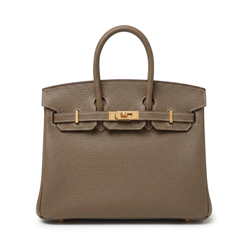 HMÈ Birkin 25 HSS-taske i Chalk / Dove Grey Togo-læder