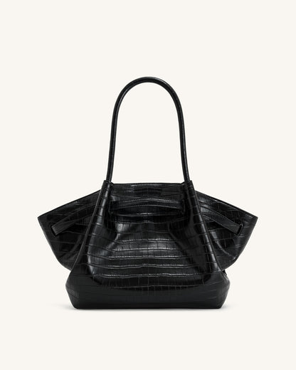 Bolso tote mediano Hana - Cocodrilo negro
