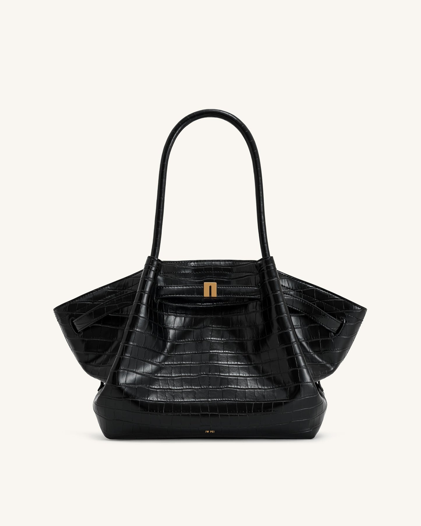 Bolso tote mediano Hana - Cocodrilo negro