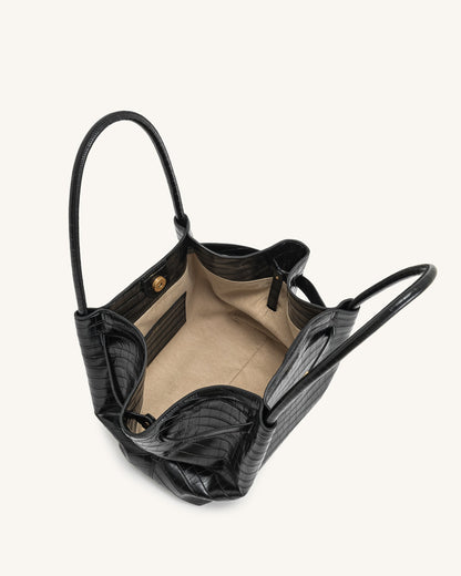Bolso tote mediano Hana - Cocodrilo negro